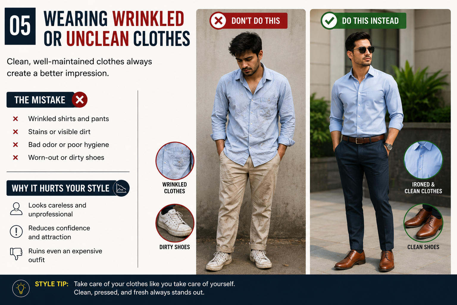Wearing Wrinkled or Unclean Clothes